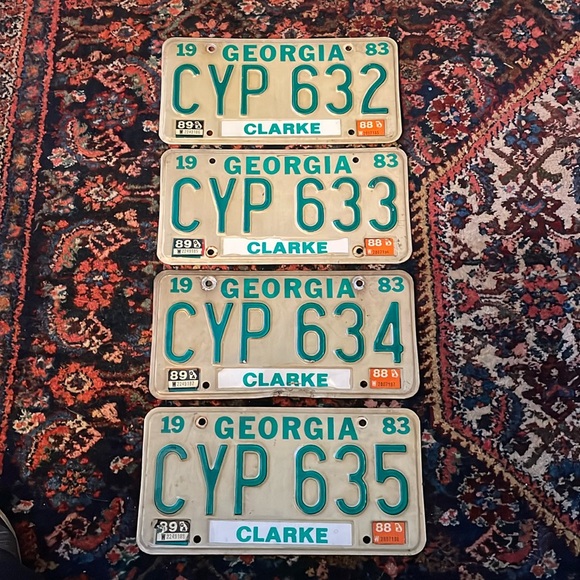 4 SEQUENTIAL 1983 Georgia license plates/ tags - Picture 1 of 6